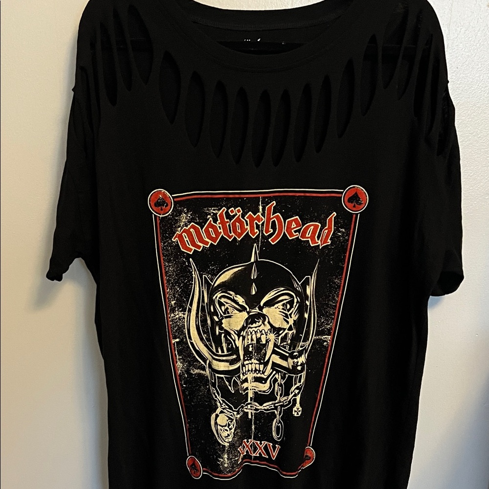 Black Motörhead Graphic Tee Cutouts Around Neckline and Shoulders!!
